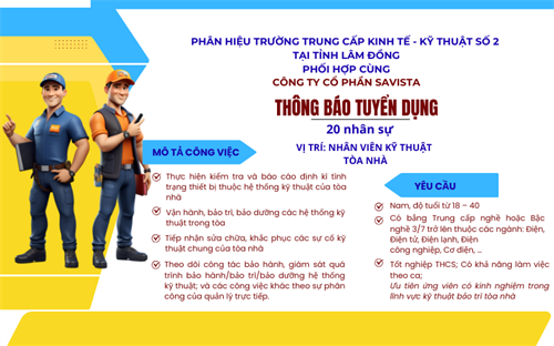 📣 THÔNG BÁO TUYỂN DỤNG VỊ TRÍ NHÂN SỰ 
